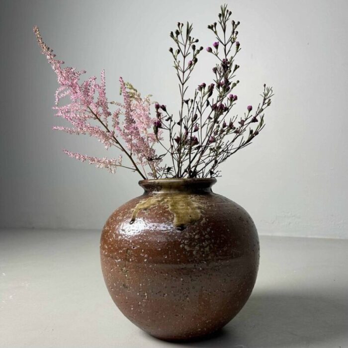 mid century shigaraki ikebana flower vase 1960s 13