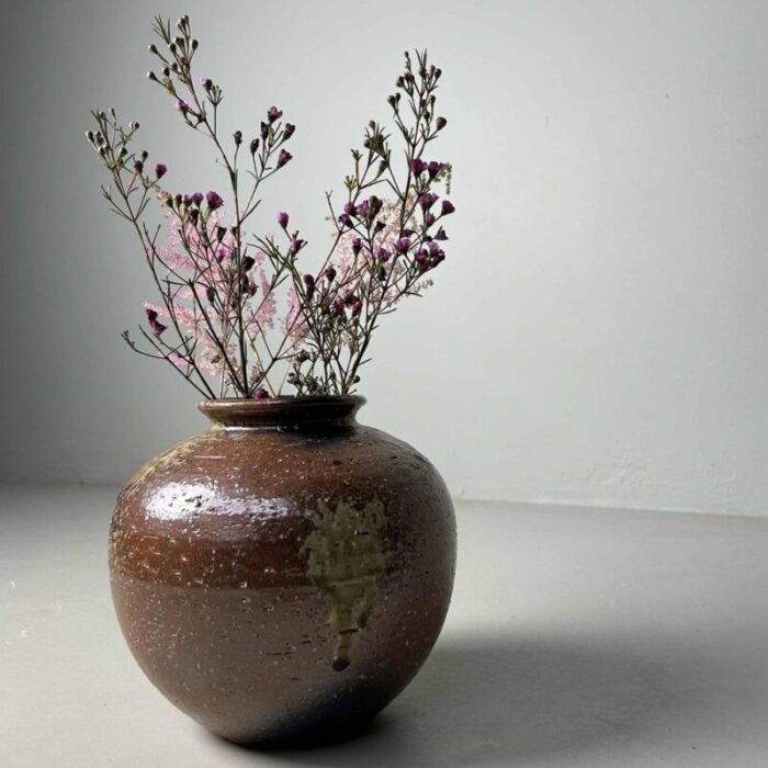 mid century shigaraki ikebana flower vase 1960s 3