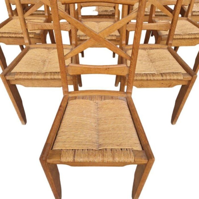 mid century straw dining chairs attributed to guillerme et chambron set of 11 5335