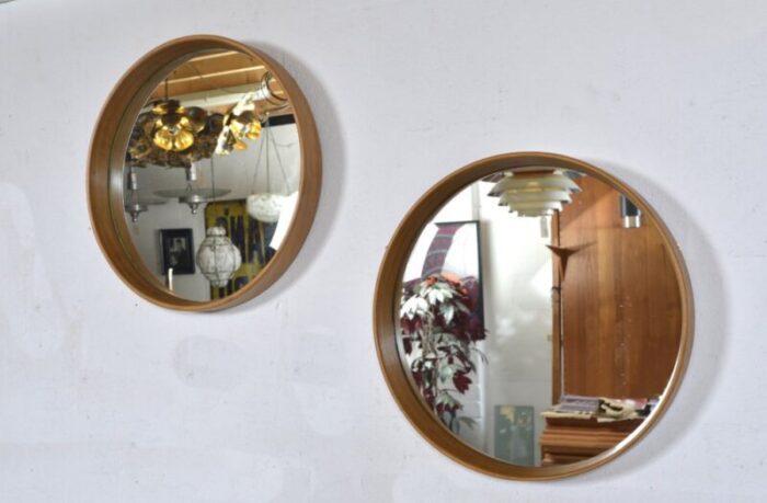 mid century swedish wall tray mirrors in bentwood and beech 1960s set of 2 3