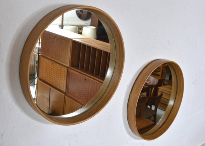 mid century swedish wall tray mirrors in bentwood and beech 1960s set of 2 4