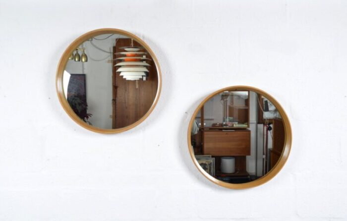 mid century swedish wall tray mirrors in bentwood and beech 1960s set of 2 7