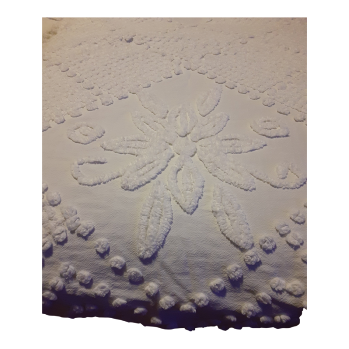 mid century true white tufted chenille blanketbedspread 1658