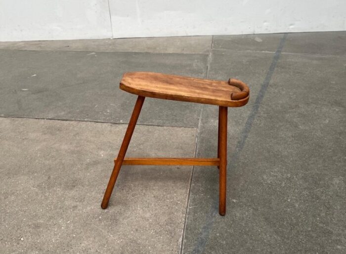 mid century wooden shoe shine stand stool 1950s 10