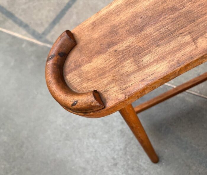 mid century wooden shoe shine stand stool 1950s 11