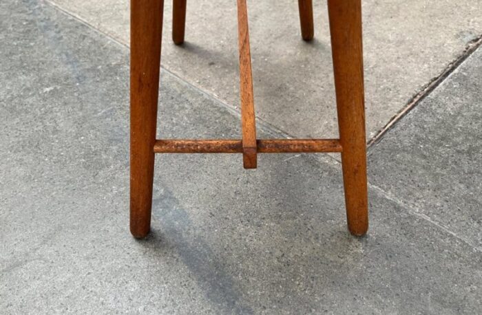 mid century wooden shoe shine stand stool 1950s 12