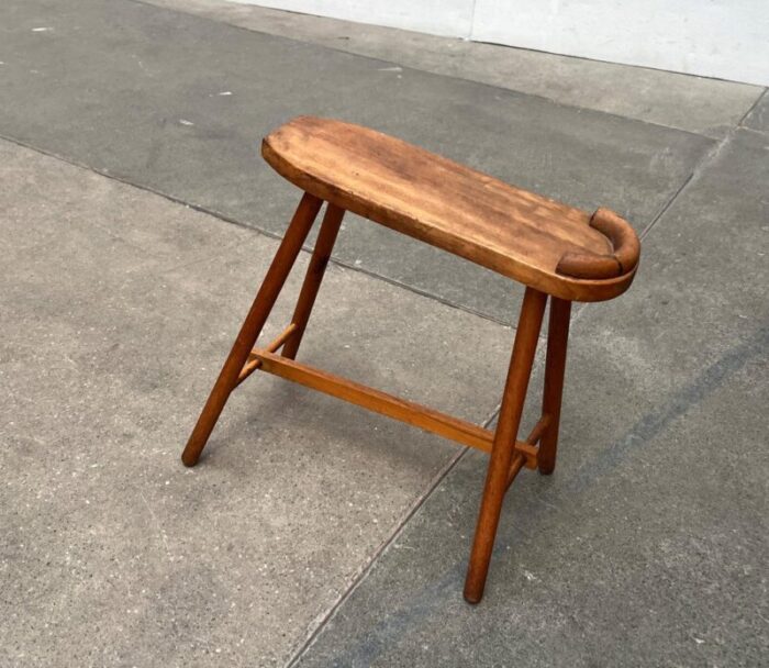 mid century wooden shoe shine stand stool 1950s 15