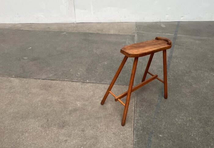 mid century wooden shoe shine stand stool 1950s 16