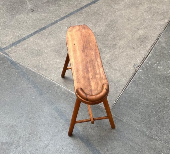 mid century wooden shoe shine stand stool 1950s 17