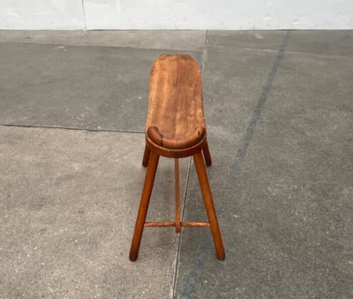 mid century wooden shoe shine stand stool 1950s 18