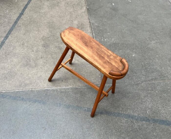 mid century wooden shoe shine stand stool 1950s 2