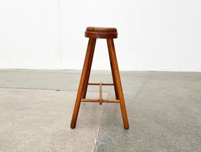 mid century wooden shoe shine stand stool 1950s 20