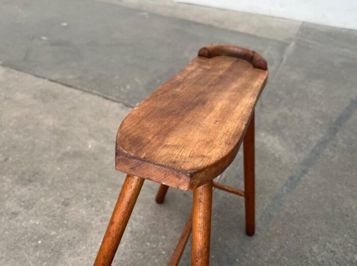 mid century wooden shoe shine stand stool 1950s 21