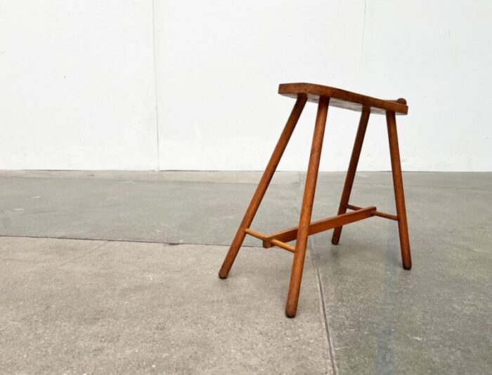 mid century wooden shoe shine stand stool 1950s 24