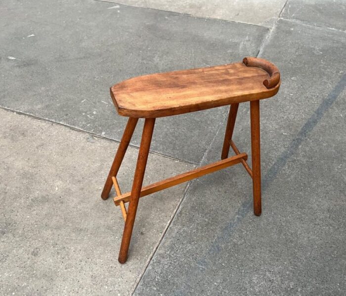 mid century wooden shoe shine stand stool 1950s 4