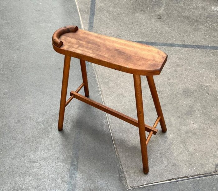 mid century wooden shoe shine stand stool 1950s 8