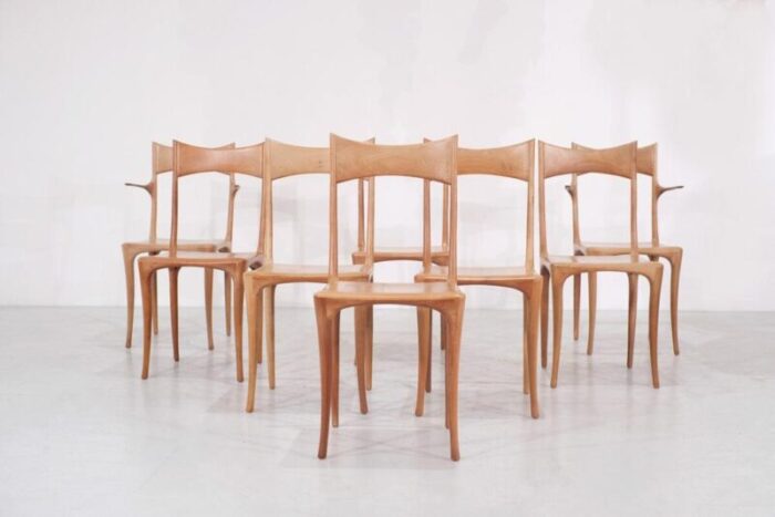 model chumbera segunda dining chairs attributed to roberto lazzeroni for ceccotti 1980s set of 8 0163