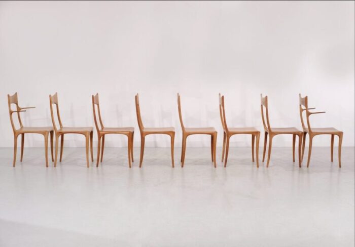 model chumbera segunda dining chairs attributed to roberto lazzeroni for ceccotti 1980s set of 8 5980