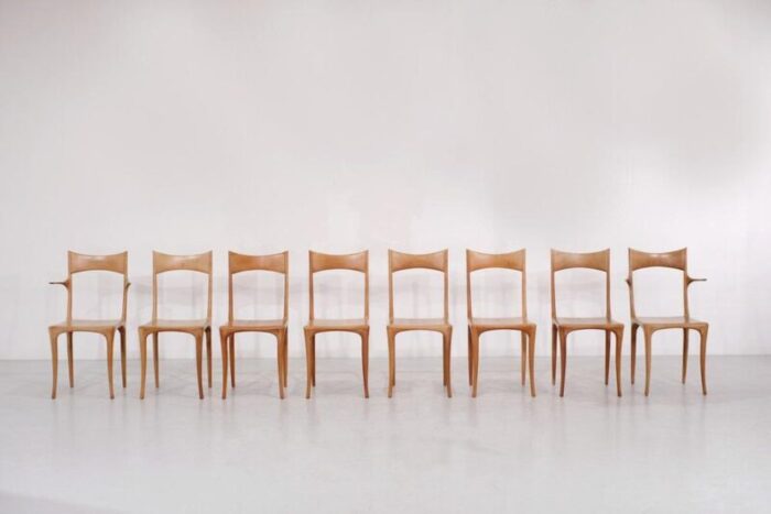 model chumbera segunda dining chairs attributed to roberto lazzeroni for ceccotti 1980s set of 8 8552