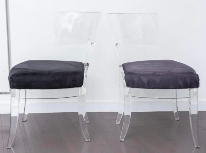 modern hollywood regency styled lucite klismos chairs a pair 0056