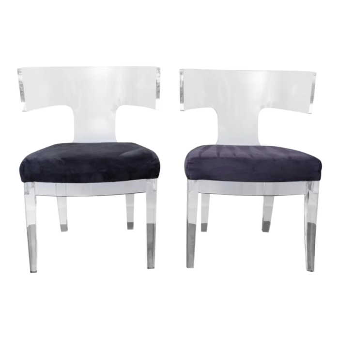 modern hollywood regency styled lucite klismos chairs a pair 9148