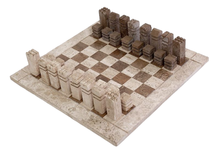 modernist chess game in 2 colored travertine italy 1970s set of 33 1889