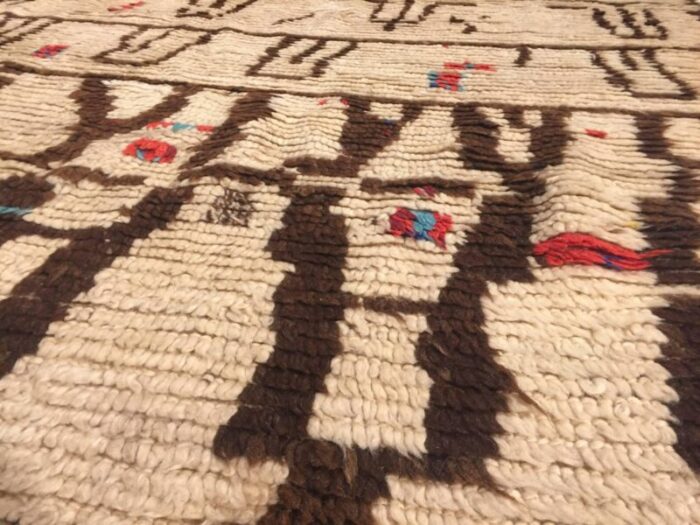 moroccan beige brown woolen berber rug 1920s 7