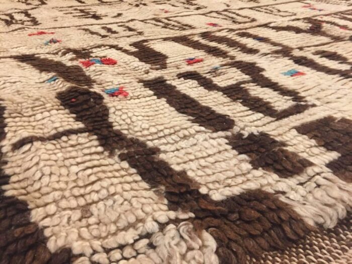 moroccan beige brown woolen berber rug 1920s 8