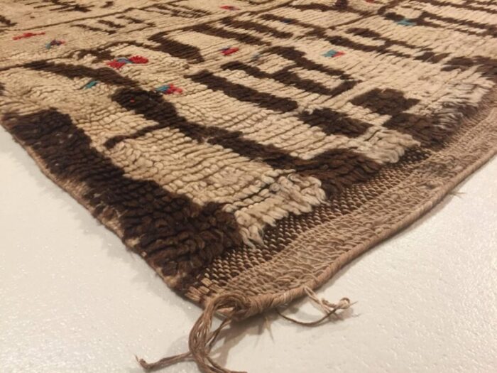 moroccan beige brown woolen berber rug 1920s 9