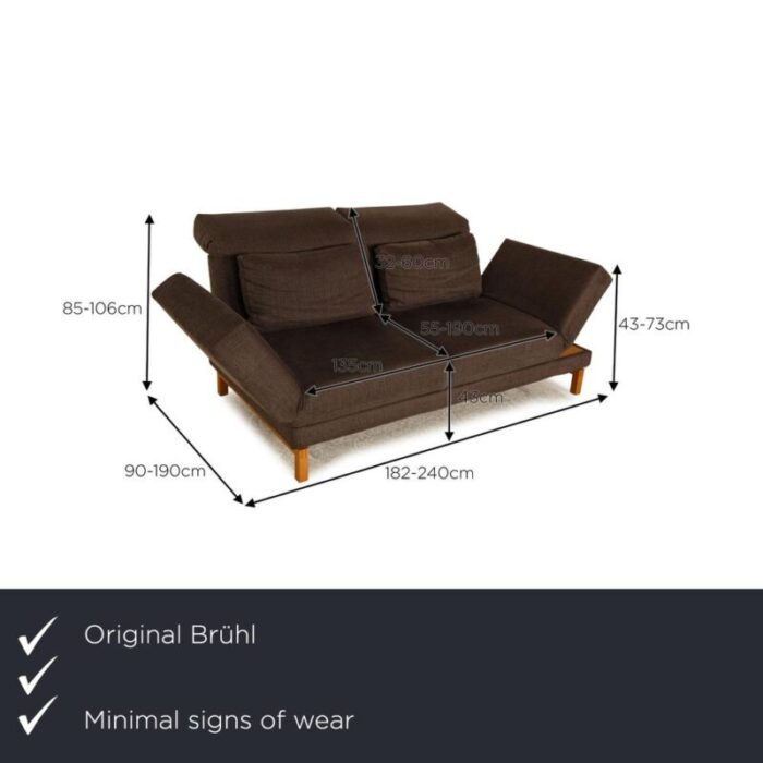 moule fabric two seater grey brown sofa from bruhl 5192