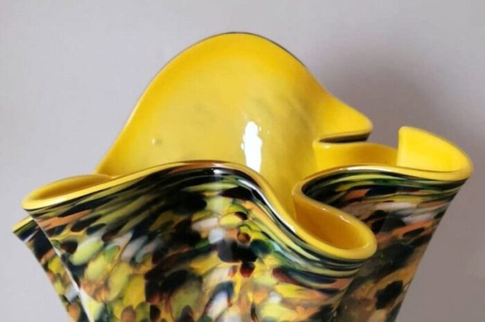 multicolored murano glass mod handkerchief vase in the style of venini 1970 12