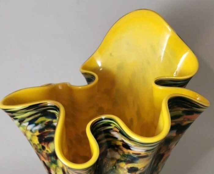 multicolored murano glass mod handkerchief vase in the style of venini 1970 13