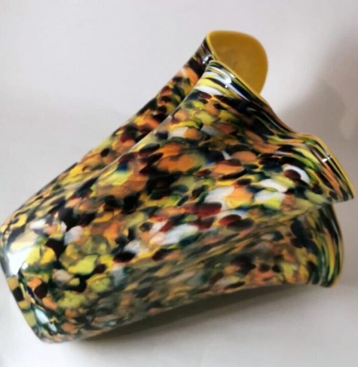 multicolored murano glass mod handkerchief vase in the style of venini 1970 5