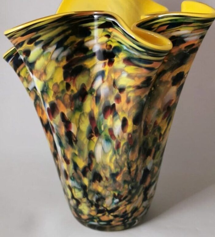 multicolored murano glass mod handkerchief vase in the style of venini 1970 7