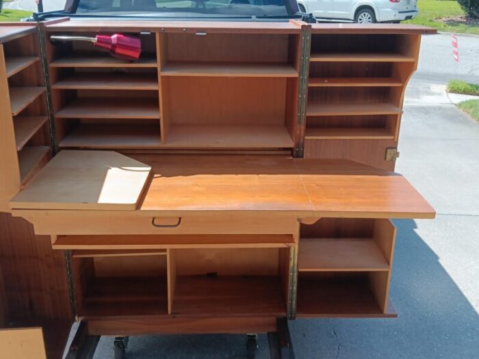 mummenthaler and meier teak magic box folding desk cabinet 1960s 2812