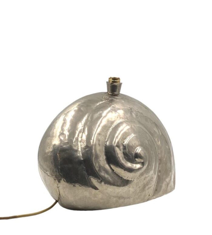 nautilus shell silver plated table lamp base france 1970s 7227