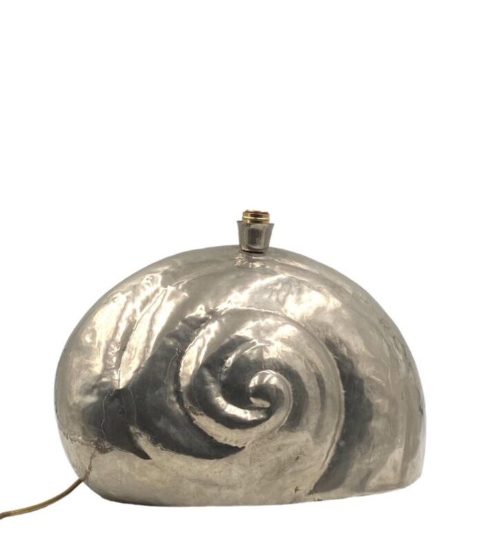 nautilus shell silver plated table lamp base france 1970s 8586