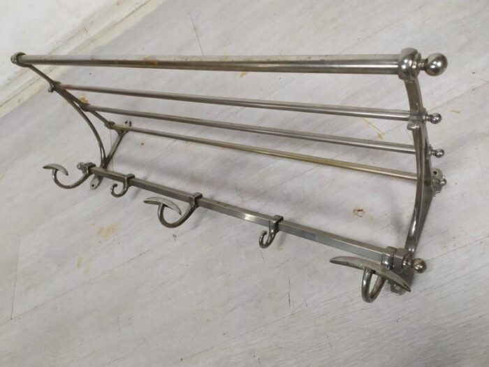 nickel plated brass wall mounted coat rack 1920s 1603