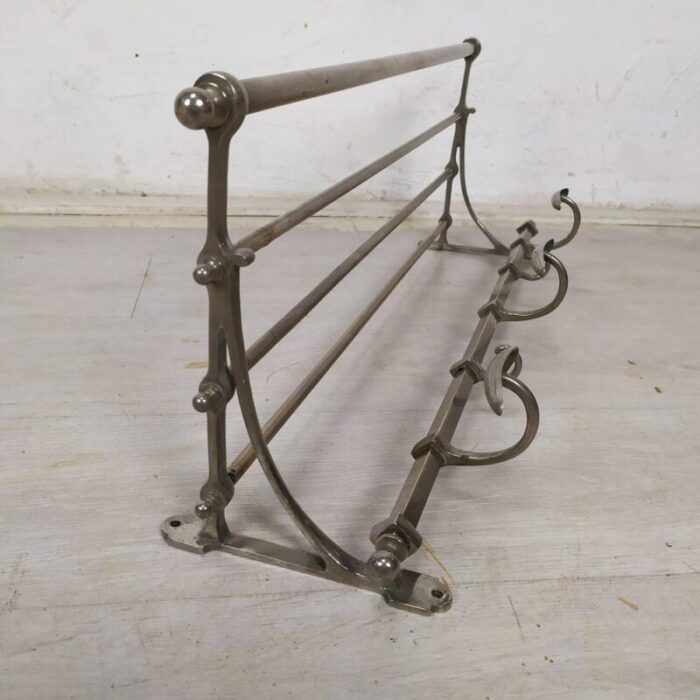 nickel plated brass wall mounted coat rack 1920s 2041