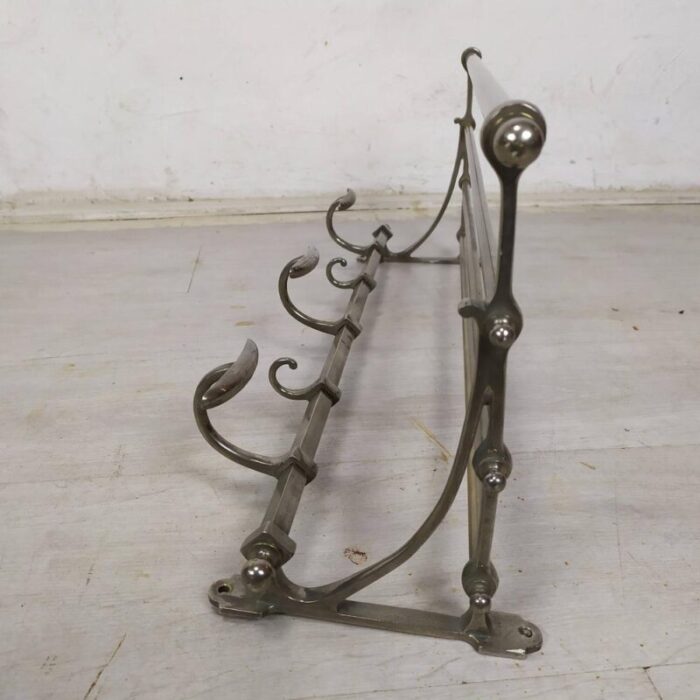 nickel plated brass wall mounted coat rack 1920s 2903