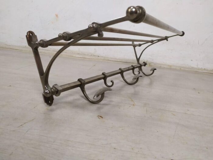 nickel plated brass wall mounted coat rack 1920s 3467