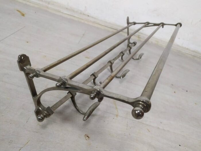 nickel plated brass wall mounted coat rack 1920s 4184