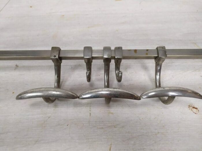 nickel plated brass wall mounted coat rack 1920s 4188