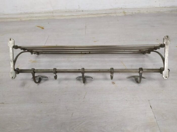 nickel plated brass wall mounted coat rack 1920s 9094