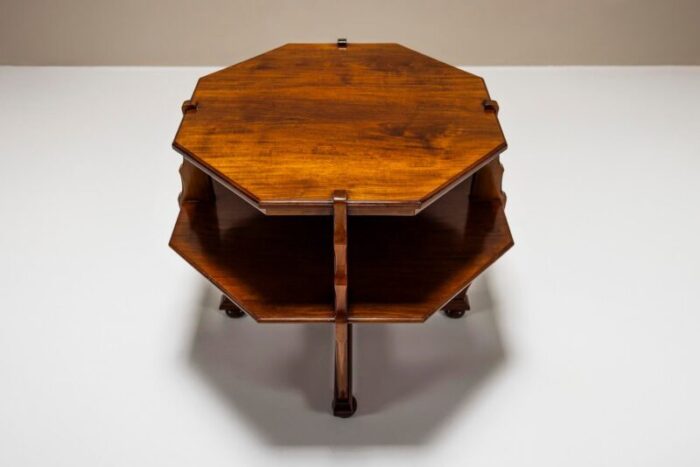 octagonal amsterdam school side table in stained beech 1930 8423