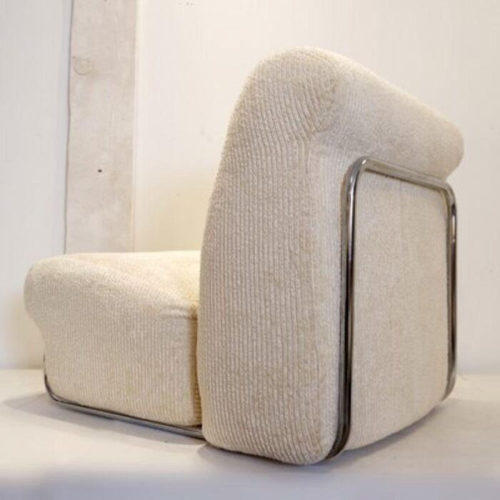 off white velvet armchair italy 1960s 6381