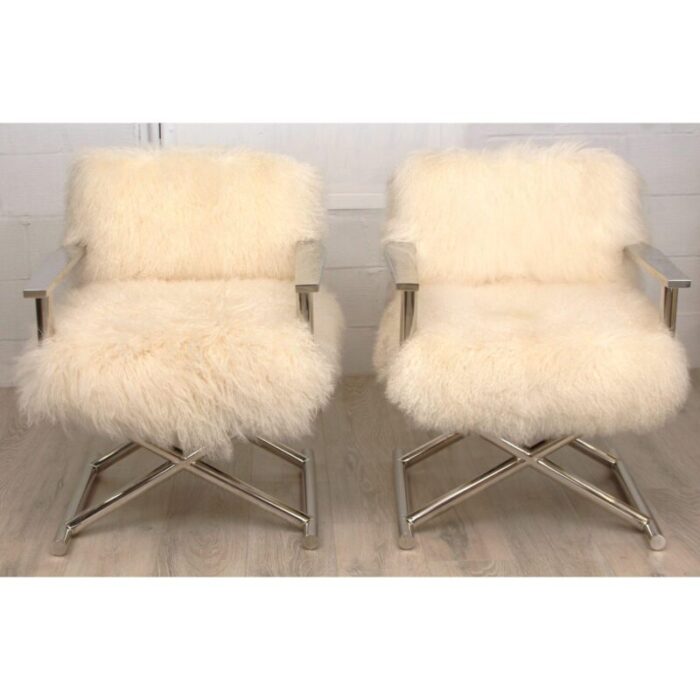 pair of restoration hardware altman tibetan wool directors chairs 6991