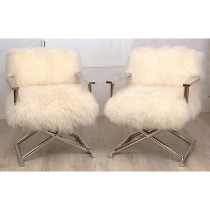 pair of restoration hardware altman tibetan wool directors chairs 7675