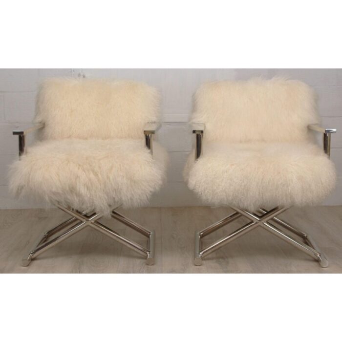 pair of restoration hardware altman tibetan wool directors chairs 8205