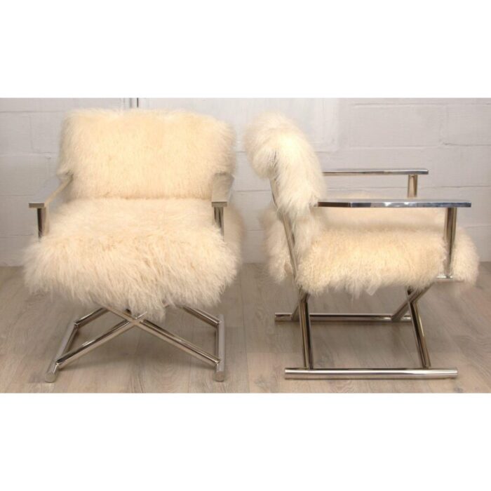 pair of restoration hardware altman tibetan wool directors chairs 8225